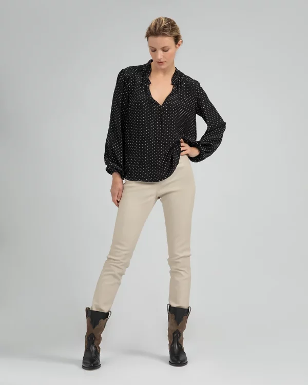 Dames ecru echt leren legging - Uma