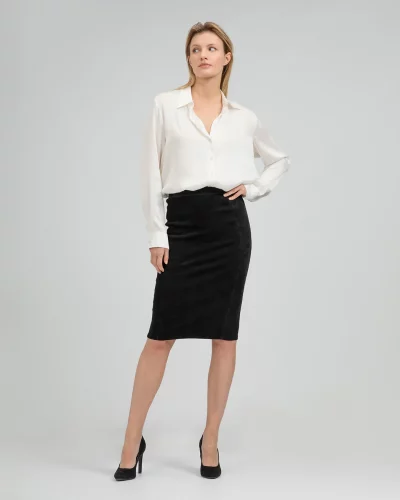 Dames zwart echt leren suede kokerrok - Coco
