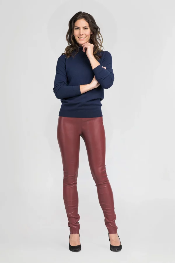 Dames wine rood echt leren legging - Uma