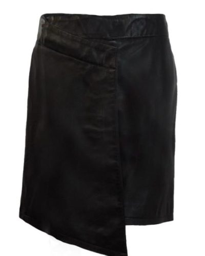 Echt leren stijlvol zwart korte rok -Ruba