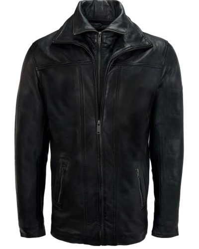 Echt Leren parka heren zwart met afneembaar kraag – Amazon - bestel bij BK Leder Echt Leren parka heren zwart met afneembaar kraag - Amazon