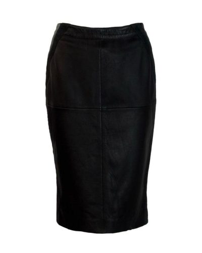 Echt leren zwart lange rok - Lucilla