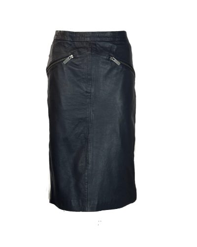 Echt leren navy blauw lange rok - Giulietta