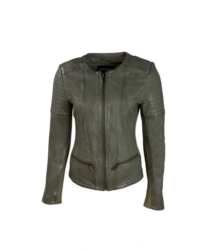 Echt leren groen bikerjack -Nisreen - bestel bij BK Leder Echt leren groen bikerjack -Nisreen