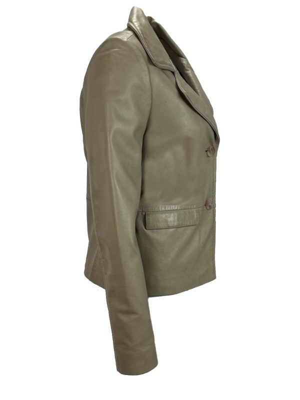 Echt leren beige  jas - Jureen - Afbeelding 2