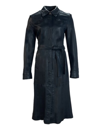 Blauwe leren lange blouse -Nora