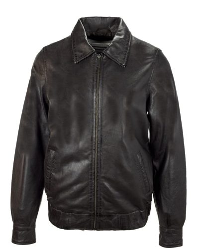 Echt leren Zwart/Beige korte jas -Mave