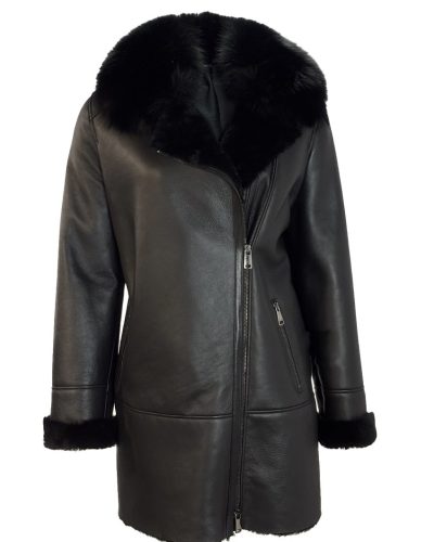 Echt leren zwart lange jas -Mercede - bestel bij BK Leder Echt leren zwart lange jas -Mercede