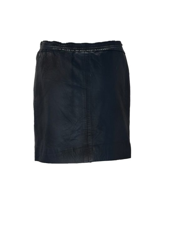 Echt leren  blauw korte rok -Mora - Afbeelding 2