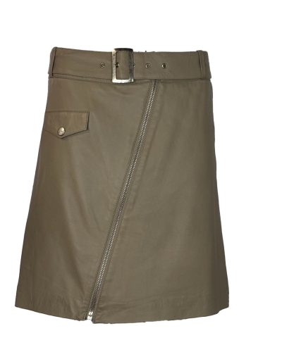 Echt leren beige korte rok - Naïka