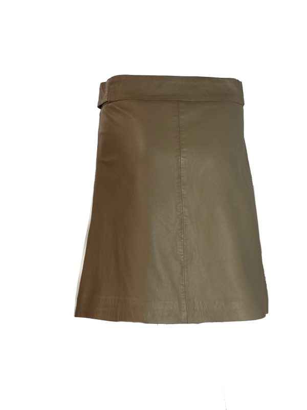 Echt leren beige korte rok - Naïka - Afbeelding 2