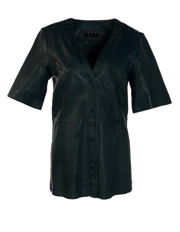 Echt leren groen  Blouse - DALIDA