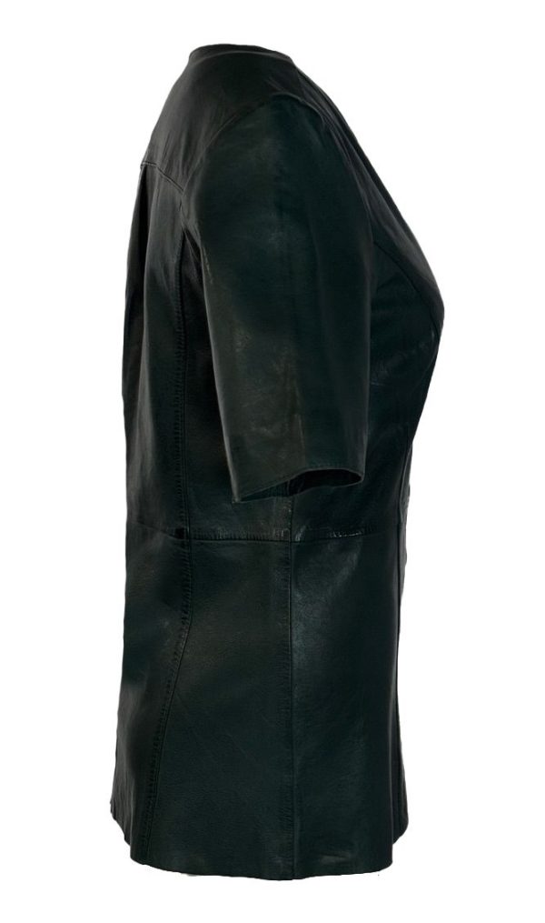 Echt leren groen  Blouse - DALIDA - Afbeelding 3