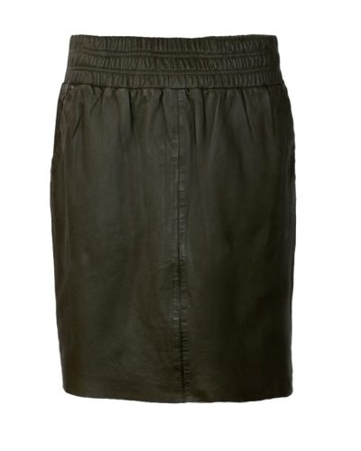 Echt leren olive korte rok – Bea - bestel bij BK Leder Echt leren olive korte rok - Bea