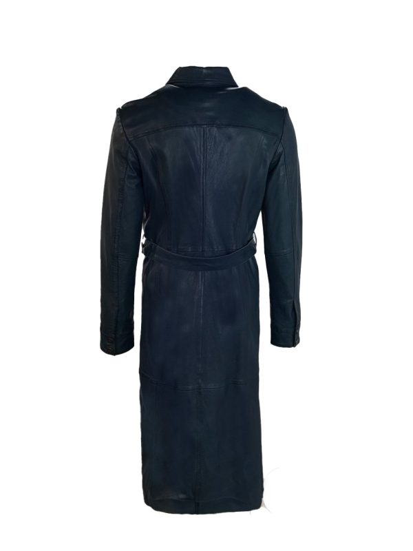 Blauwe leren lange blouse -Nora - Afbeelding 2