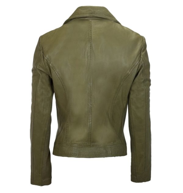 Dames groene korte jas echt leer -Miami - Afbeelding 3