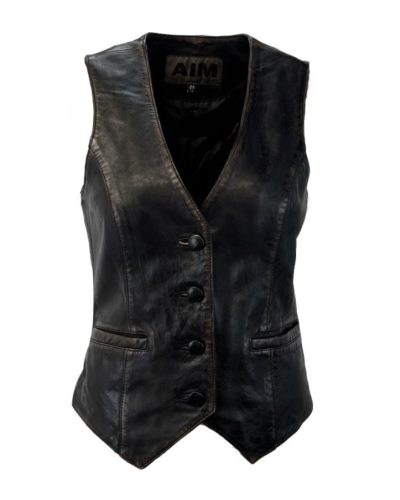 Dames echte leren bruine gilet -Gileta - bestel bij BK Leder Dames echte leren bruine gilet -Gileta