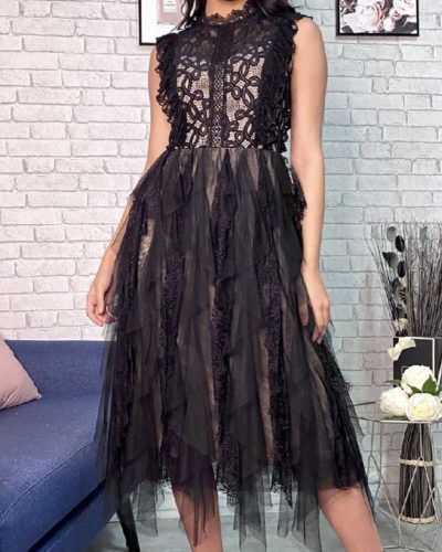 Zwarte kanten cocktailjurk -Brietny