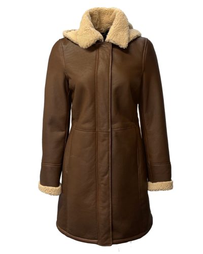 Echt leren  bruin parka lammy  - Zuidpool