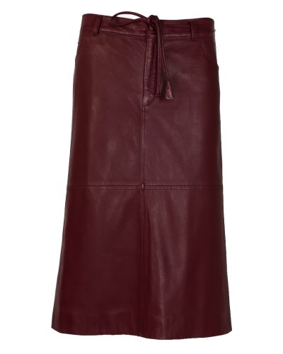 Echt leren rood lange rok -Skirtia