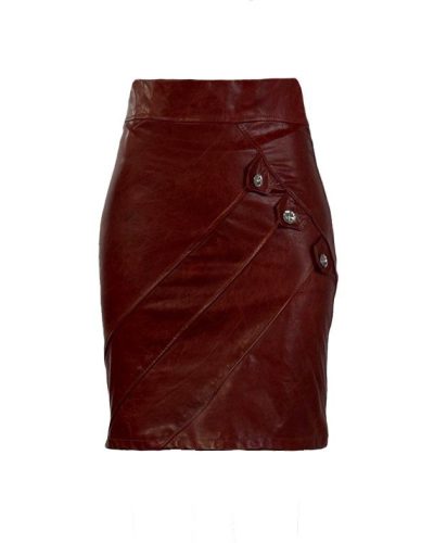 Echt rode korte leren rok met stenen -Rayea - bestel bij BK Leder Echt rode korte leren rok met stenen -Rayea