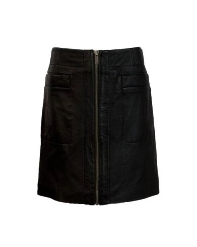 Echt leren groen korte rok met recht rits -Maulina - bestel bij BK Leder Echt leren groen korte rok met recht rits -Maulina