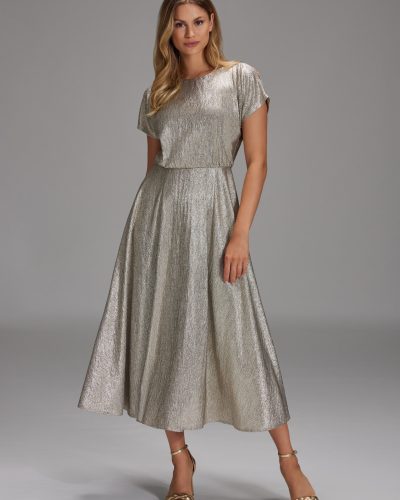 Swing Gouden Cocktailjurk van satijnchiffon