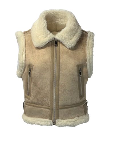 Dames beige winter vest – Amy - bestel bij BK Leder Dames beige winter vest - Amy