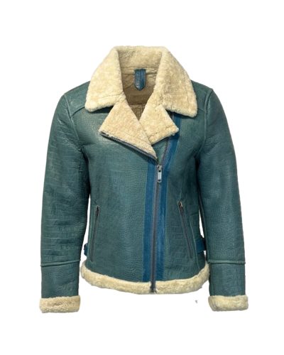 Korte Lammy dames jas azuur – Madelyn - bestel bij BK Leder Korte Lammy dames jas azuur - Madelyn