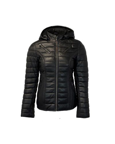 Dames echt leren zwart winter jas – Alabama - bestel bij BK Leder Dames echt leren zwart winter jas - Alabama