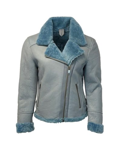 Korte Lammy dames jas hemelsblauw – Madelyn - bestel bij BK Leder Korte Lammy dames jas hemelsblauw - Madelyn