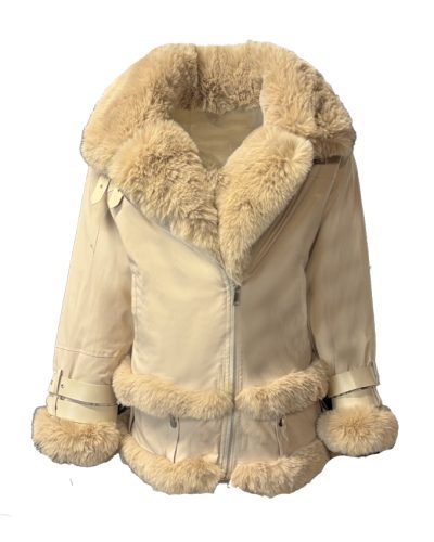 Dames beige korte winter jas – Rocio - bestel bij BK Leder Dames beige korte winter jas - Rocio