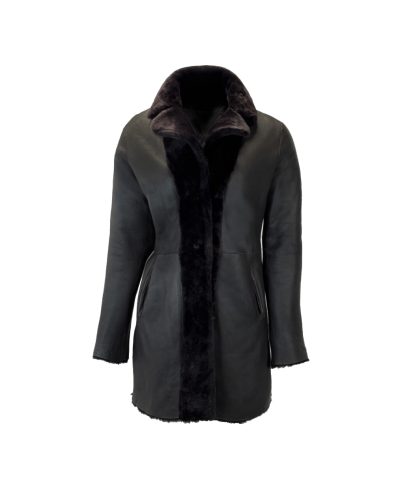 Dames echt leren zwart lammy coat – Nathalie - bestel bij BK Leder Dames echt leren zwart lammy coat - Nathalie