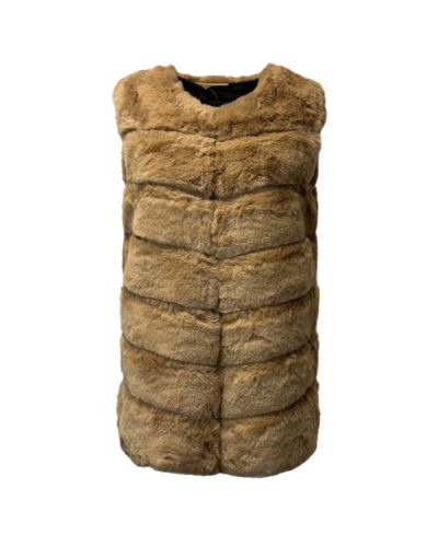 Dames beige kunstbont vest – Deina - bestel bij BK Leder Dames beige kunstbont vest - Deina