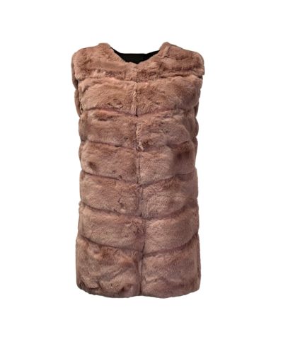 Dames rose kunstbont vest -Deina - bestel bij BK Leder Dames rose kunstbont vest -Deina