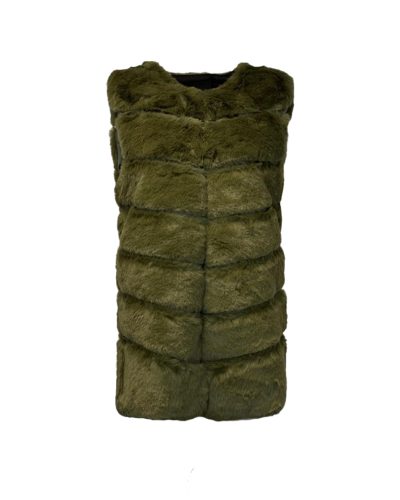 Dames olive groen kunstbont vest -Deina - bestel bij BK Leder Dames olive groen kunstbont vest -Deina