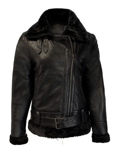 Dames leren zwart winterjas - Rana