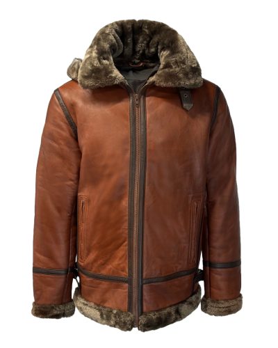 Heren leren cognac lammy coat - Zana