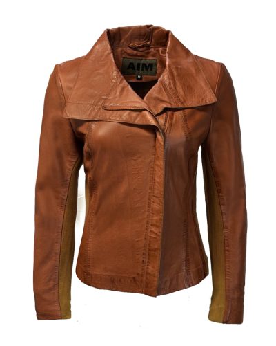 Echt leren tobacco korte jas- Lucina - bestel bij BK Leder Echt leren tobacco korte jas- Lucina