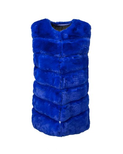 Dames kobaltblauw kunstbont vest – Deina - bestel bij BK Leder Dames kobaltblauw kunstbont vest - Deina