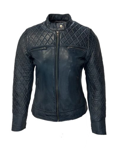 Echt leren blauw korte jas- Katarina - bestel bij BK Leder Echt leren blauw korte jas- Katarina