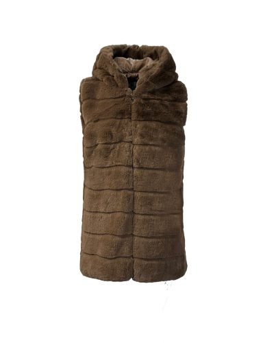 Bont vest met capuchon kaki – Montanna - bestel bij BK Leder Bont vest met capuchon kaki - Montanna