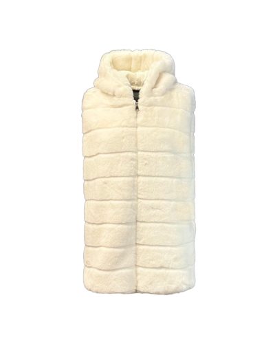 Bont vest Met Capuchon Wit – montanna - bestel bij BK Leder Bont vest Met Capuchon Wit - montanna