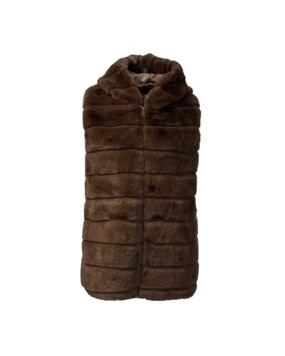Bont vest met capuchon Bruin – Montanna - bestel bij BK Leder Bont vest met capuchon Bruin - Montanna
