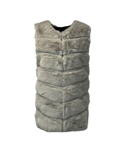 Dames grijs kunstbont vest – Deina - bestel bij BK Leder Dames grijs kunstbont vest - Deina