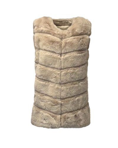 Dames cream kunstbont vest -Deina - bestel bij BK Leder Dames cream kunstbont vest -Deina