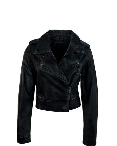 Echt leren zwart korte jas -Ferianaa