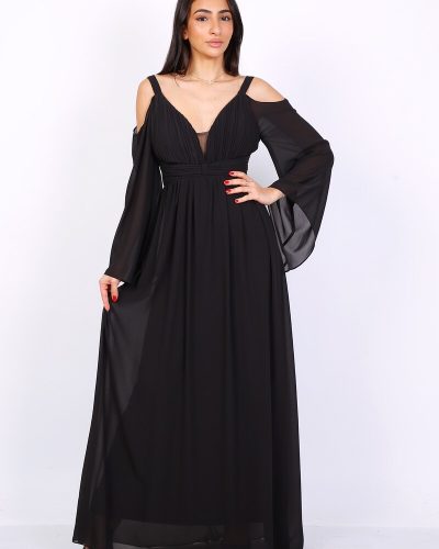 Zwarte galajurk met open schouders – Uberta - bestel bij BK Leder Zwarte galajurk met open schouders - Uberta