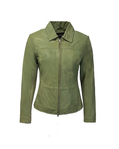Echt leren zachtgroen korte jas – Christine - bestel bij BK Leder Echt leren zachtgroen korte jas - Christine