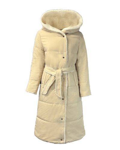 Dames beige winter lange jas – Espana - bestel bij BK Leder Dames beige winter lange jas - Espana